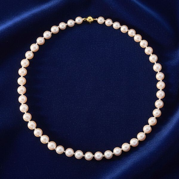 D'Joy Weiße Edison Perle (9-11 mm) Halskette ca. 50 cm 925 Silber vergoldet image number 1