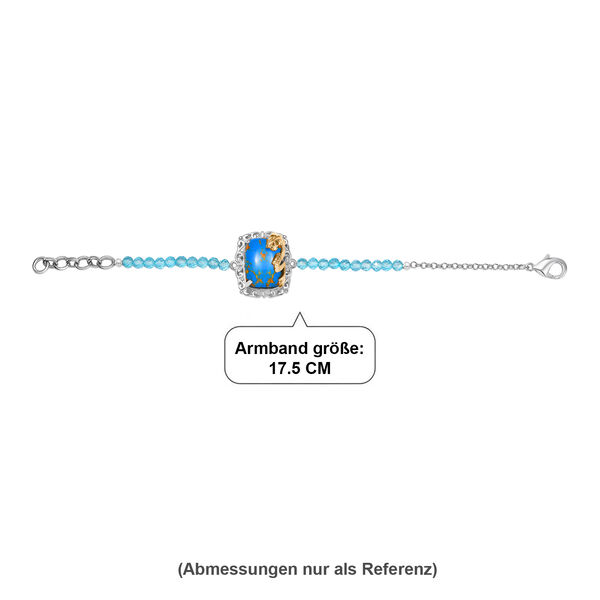 EVER TRUE AA Blauer Mojave T&uuml;rkis, Apatit Armband ca. 19 cm Nickelfreies Messing ca. 20.50 ct image number 4