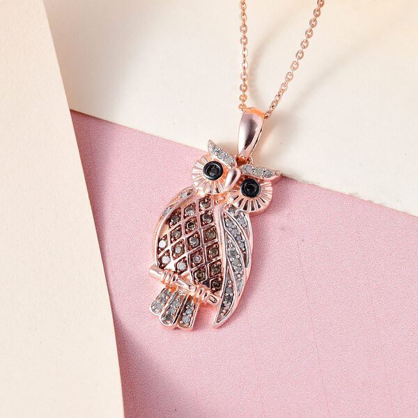 GP Italian Garden Kollektion- mehrfarbiger Diamant-Eulen-Anh&auml;nger mit 50cm Kette - 0,33 ct. image number 3