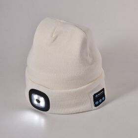 Strickm&uuml;tze mit LED Licht, wei&szlig;