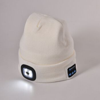 Strickm&uuml;tze mit LED Licht, wei&szlig;