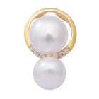 Weiße Süßwasser Perle und Simulierter Diamant Anhänger 925 Silber vergoldet ca. 9,19 ct image number 0