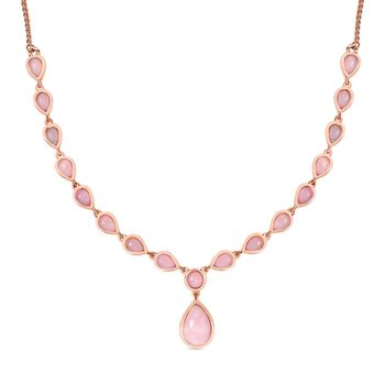 Nat&uuml;rliche Peruanische Rosa-Opal Halskette, ca. 45 cm 925 Silber Ros&eacute;gold Vermeil, ca. 9.80 ct