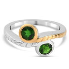 Natürlicher Chromdiopsid Bypass-Ring, 925 Silber bicolor (Größe 16.00) ca. 0,83 ct