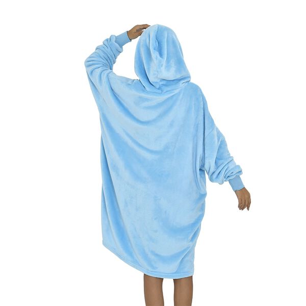 Flauschiger Flanell Hoodie mit gro&szlig;er Tasche, 96x89cm, blau image number 2
