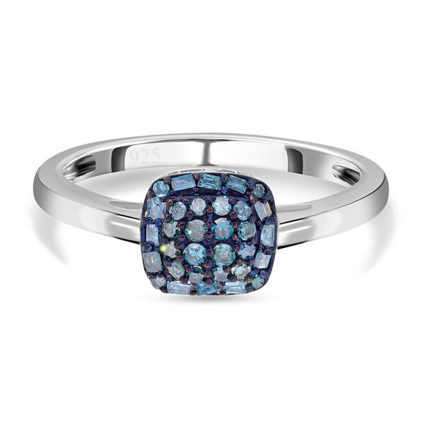 Blauer Diamant Ring, 925 Silber platiniert (Gr&ouml;&szlig;e 16.00) ca. 0.25 ct