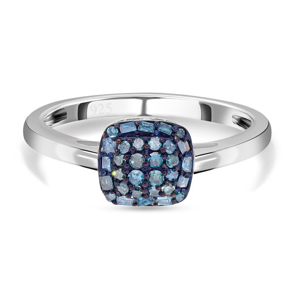 Blauer Diamant Ring, 925 Silber platiniert (Größe 16.00) ca. 0.25 ct image number 0