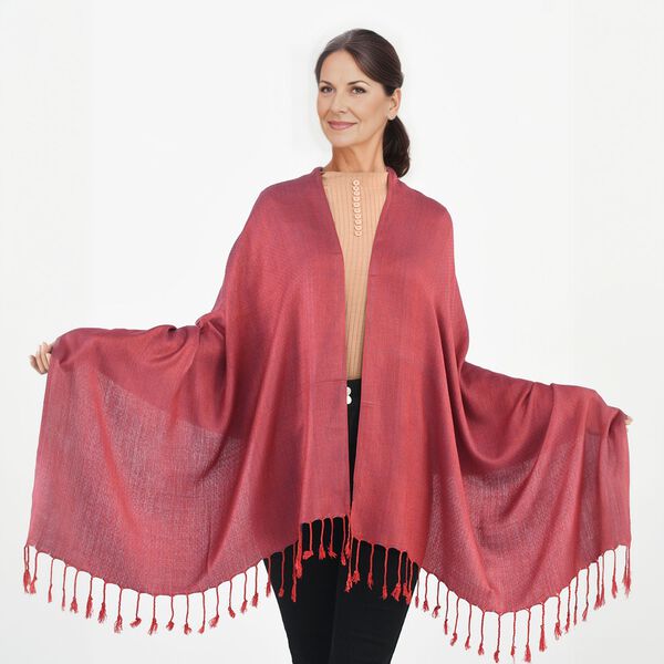 Superweicher doppelgewebter Schal, 70x170 cm, Dunkelrot image number 2