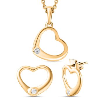 2er Set Wei&szlig;er Diamant Anh&auml;nger und Ohrringe im Schmuckset