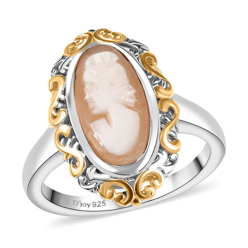 D'Joy zweifarbige italienische Kamee Conch-Muschel Ring - 1,95 ct. image number 0