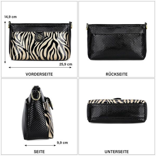 Stylische Sling-Umh&auml;ngetasche mit  Zebramuster, Schwarz image number 4