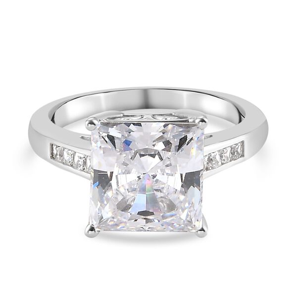 LUSTRO STELLA Hergestellt mit ZIRKONIA Solit&auml;r-Ring 925 Silber Platin-&Uuml;berzug image number 5