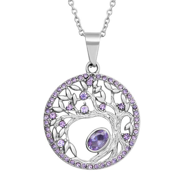 Lila Kristall-Anh&auml;nger mit Kette - 2,60 ct.