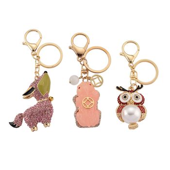 3er-Set Mehrfarbige Kristall-, Harz- und Emaille-Schl&uuml;sselanh&auml;nger