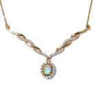 Natürliche, äthiopische Opal und Zirkon Halskette in Silber image number 0