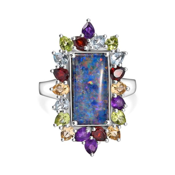 Boulder Opal Triplett und Multi-Edelstein-Ring - 8,03 ct.