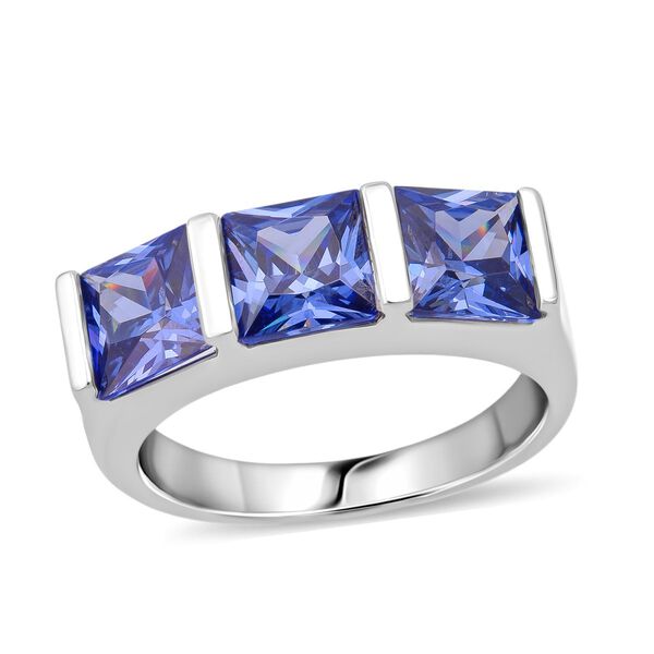 Lustro Stella blauer Zirkonia Trilogie Ring image number 3