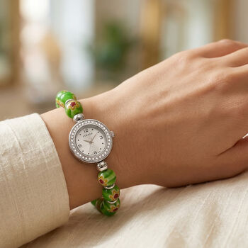 STRADA flexible gr&uuml;ne Armbanduhr im Murano-Stil, Japanisches Uhrwerk