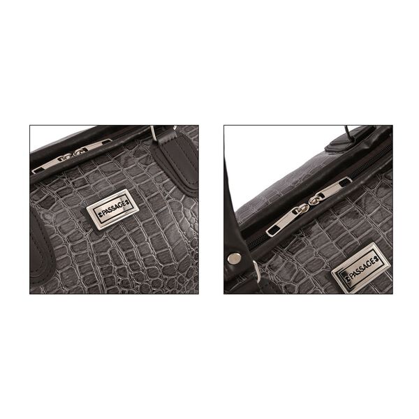 Weekender Reisetasche, 45x33x22cm, Krokodilmuster, Grau image number 5