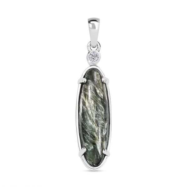 Sibirischer Seraphinite und Zirkon Anh&auml;nger - 4,68 ct.
