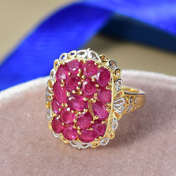 Niassa Rubin Ring Nickelfreies Messing platiniert und vergoldet (Gr&ouml;&szlig;e 16.00) ca. 4,31 ct image number 2