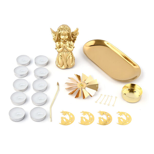 THE 5TH SEASON: Betendes Schutzengelmädchen mit drehbarem Kerzenhalter und 10 Teelichtern, Gold  image number 4