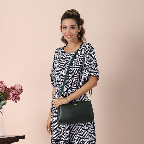 Sencillez Crossbody Tasche aus echtem Leder,  Gr&ouml;&szlig;e 28x9x17 cm, Dunkelgr&uuml;n image number 1