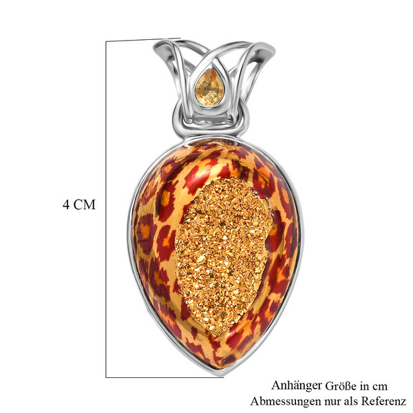 Sajen Silber - Luxe Astral Leopard Gold Drusy, Citrin Anhänger 925 Silber rhodiniert ca. 25.17 ct image number 6