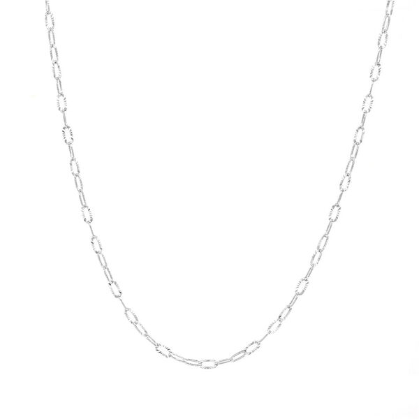 Diamantgeschliffene Kabel-Kette 60cm in platiniertem Silber