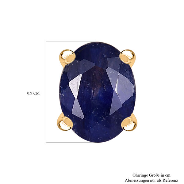 D'Joy Masoala Saphir (Fissure gefüllt) Ohrringe 925 Silber 750 Gelb Vergoldet ca. 3.76 ct image number 6