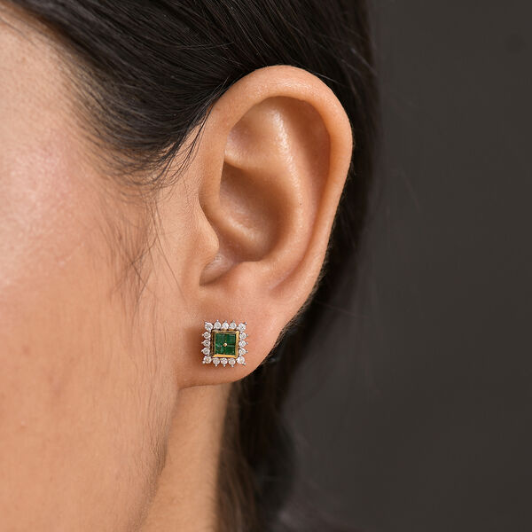 Smaragd und Moissanit Ohrringe - 0,76 ct. image number 2