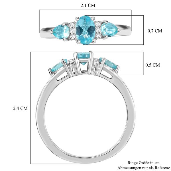 Djoy AA Betroka Blauer Apatit Ring 925 Silber rhodiniert (Gr&ouml;&szlig;e 20.00) ca. 0.92 ct image number 7