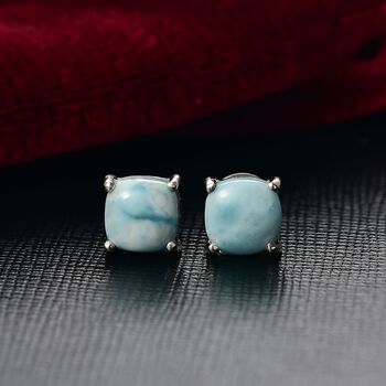 Larimar Ohrringe 925 Silber rhodiniert ca. 3,93 ct.
