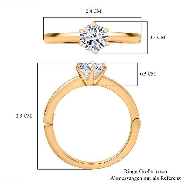 LUXURIANT SGL zertifizierter SI-GH Labor Diamant Solit&auml;r Ring, 925 Silber 750 Gelbgold Vermeil - 1 ct. image number 8