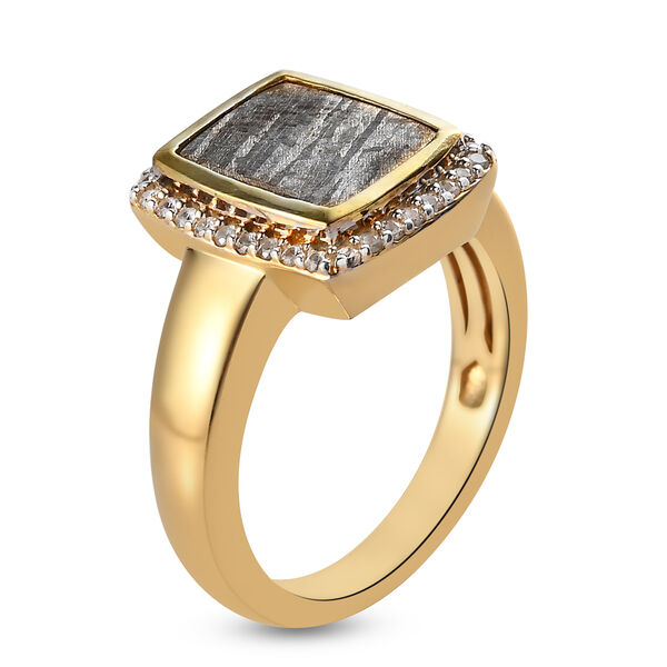 Meteorit und Zirkon Ring 925 Silber vergoldet  ca. 4,81 ct image number 5