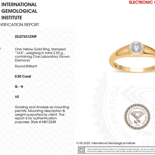 LUXORO IGI zertifizierter VS-GH Labor Diamant Ring in 585 Gelbgold- 0,50 ct. image number 7
