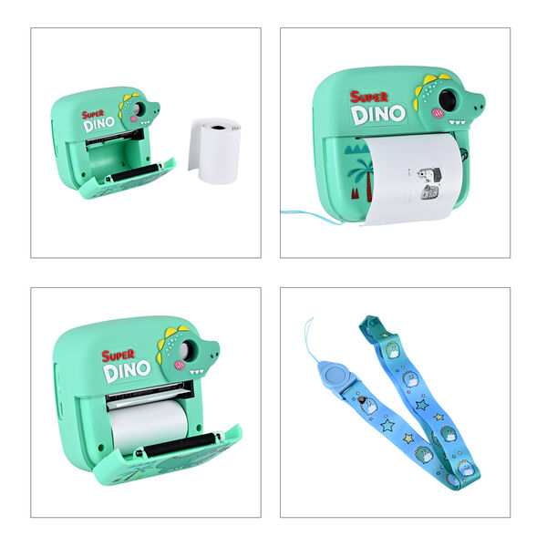 Kinder-Digitalkamera mit Sofortdruck-Funktion und Doppellinse, 10x4,5x10 cm, Grün image number 7