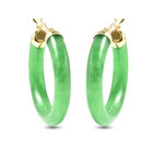 Gefärbte, grüne Jade-Creolen, 925 Silber vergoldet ca. 35,50 ct image number 0