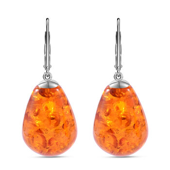 Nat&uuml;rlicher, baltischer Bernstein Ohrringe, 925 Silber platiniert ca. 30,00 ct