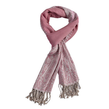Gewebter Viskose Jamawar Schal, pink