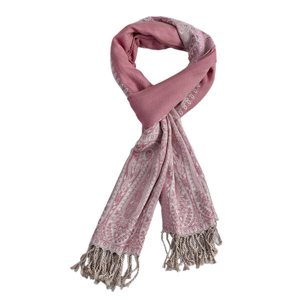 Gewebter Viskose Jamawar Schal, pink image number 4