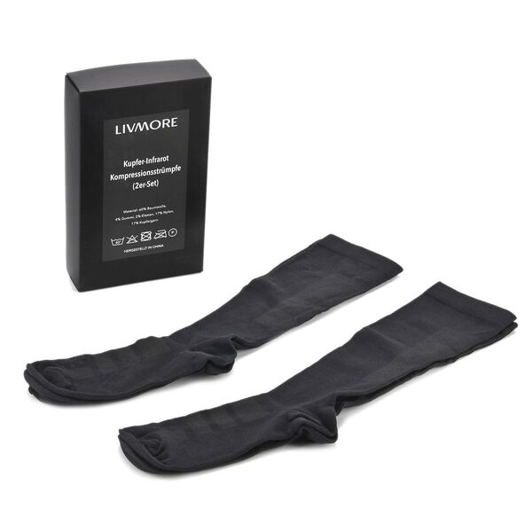 LIVMORE 2er-Set Infrarot-Kompressionssocken, Größe S, Schwarz image number 8
