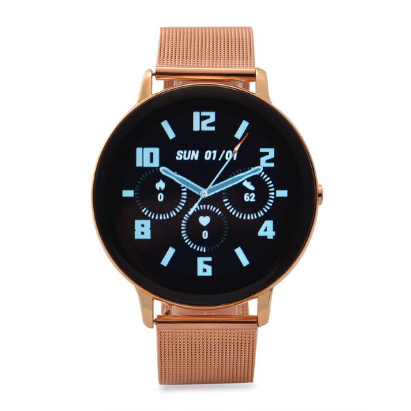 Eleganz Mesh HiWatch Plus, Ros&eacute;gold Smartwatch mit Dual-Modus Bluetooth, 1,28" IPS Display und Wassergesch&uuml;tztes Design