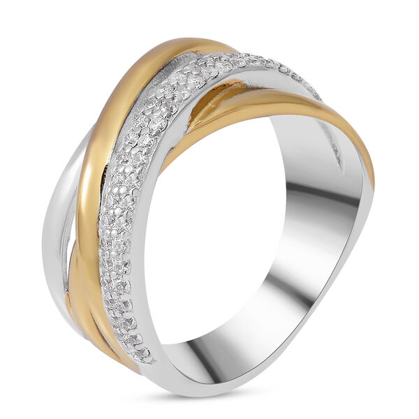 LUSTRO STELLA - wei&szlig;er Zirkonia-Ring, 925 Silber Bicolor  ca. 0,45 ct image number 3