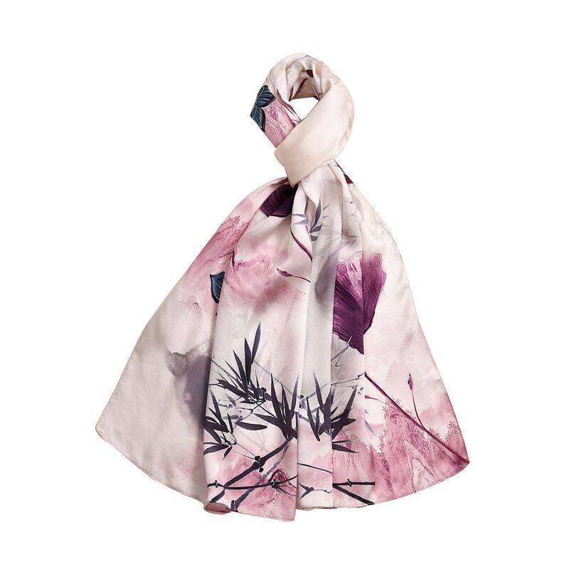 LA MAREY - Gemaltes unifarbenes Schal aus Kreppsatin, rosa und schwarz image number 0