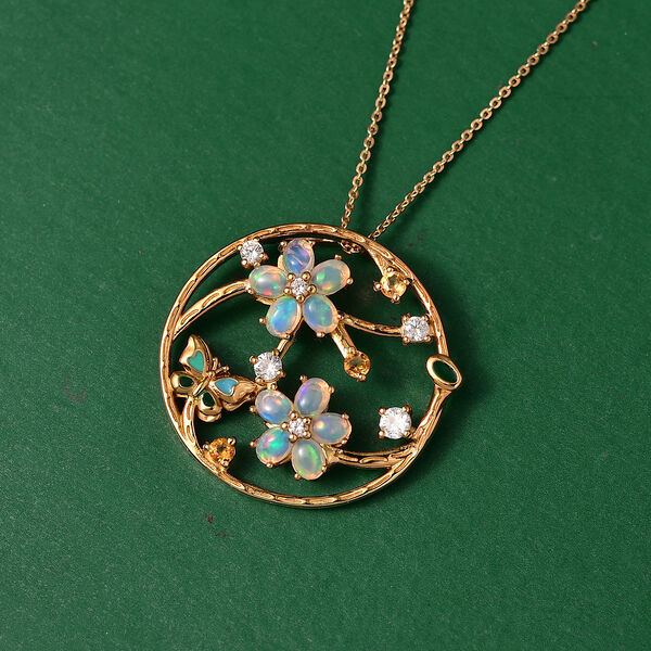 GP Italian Garden Kollektion- AA &auml;thiopischer Welo Opal, Citrin, Zirkon und blauer Saphir Anh&auml;nger mit 50cm Kette - 1,49 ct. image number 2