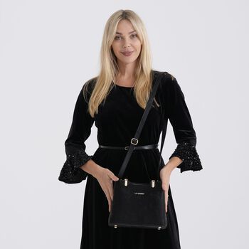 LA MAREY Crossbody Tasche mit Rei&szlig;verschlussf&auml;chern und verstellbarem Schulterriemen, 25x20x11cm, Schwarz