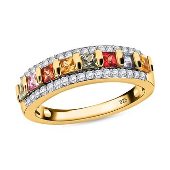 AAA mehrfarbiger Saphir und Zirkon-Ring - 1,25 ct.