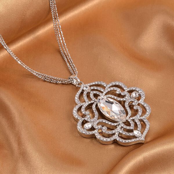 Weißer Kristall-Anhänger mit Kette in Silberton - 2 ct. image number 2