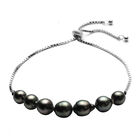 Tahiti Perle Bolo Armband ca. 16.5 cm - 22.5 cm 925 Silber rhodiniert